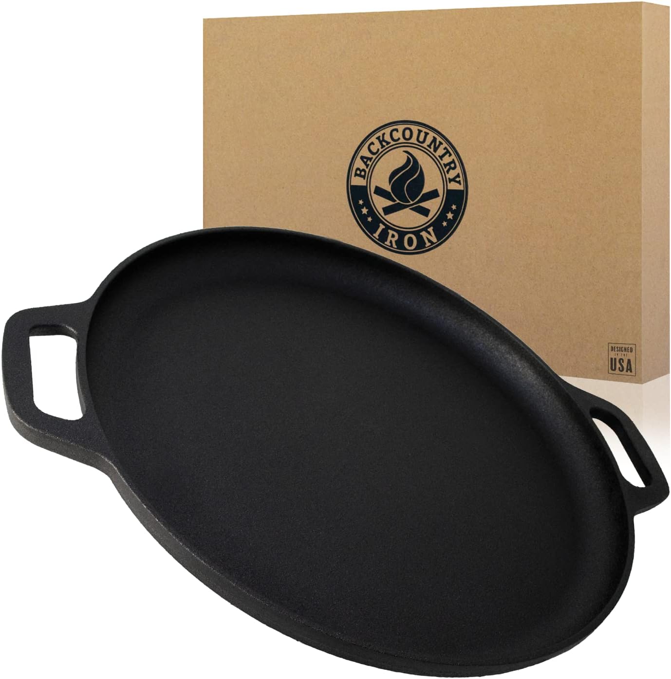 13.5 Inch Cast Iron Pizza Pan with Loop Handles U657789