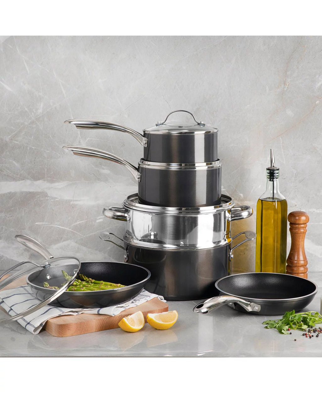 10-Pc. Cast Textured Nonstick Cookware Set I833