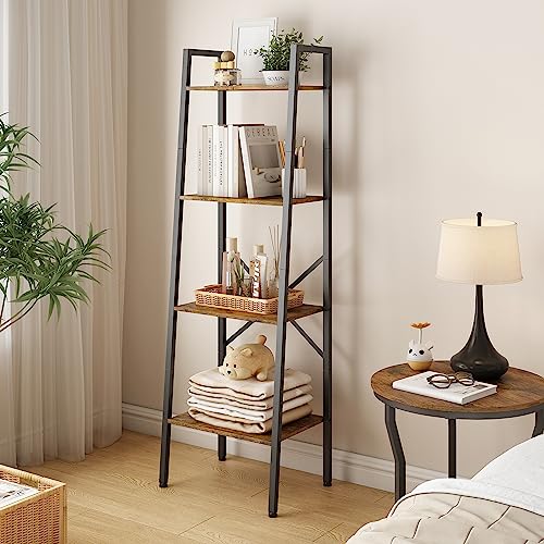 5-Tier Narrow Ladder Bookshelf, Metal Frame, Greige D620