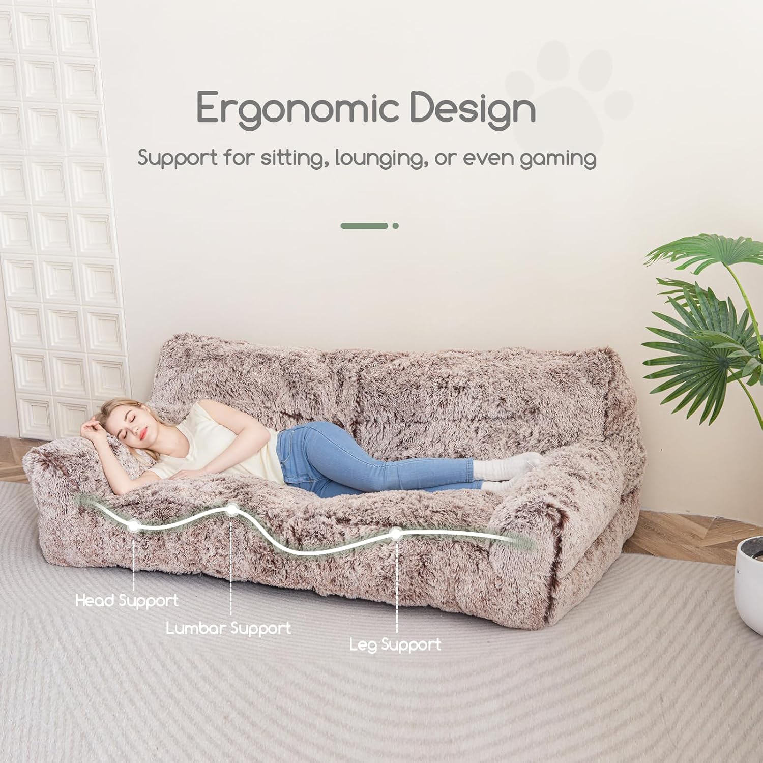 Giant Floor Sofa Couch with Foam Chunk Supportive Mat W870