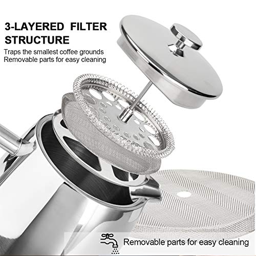 50-Ounce Stainless Steel Insulated French Press Coffee Maker U8469