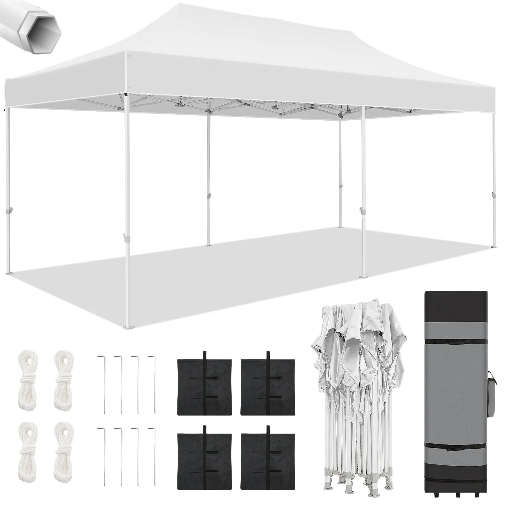 White 10'x20' Waterproof Pop Up Canopy Tent B1734