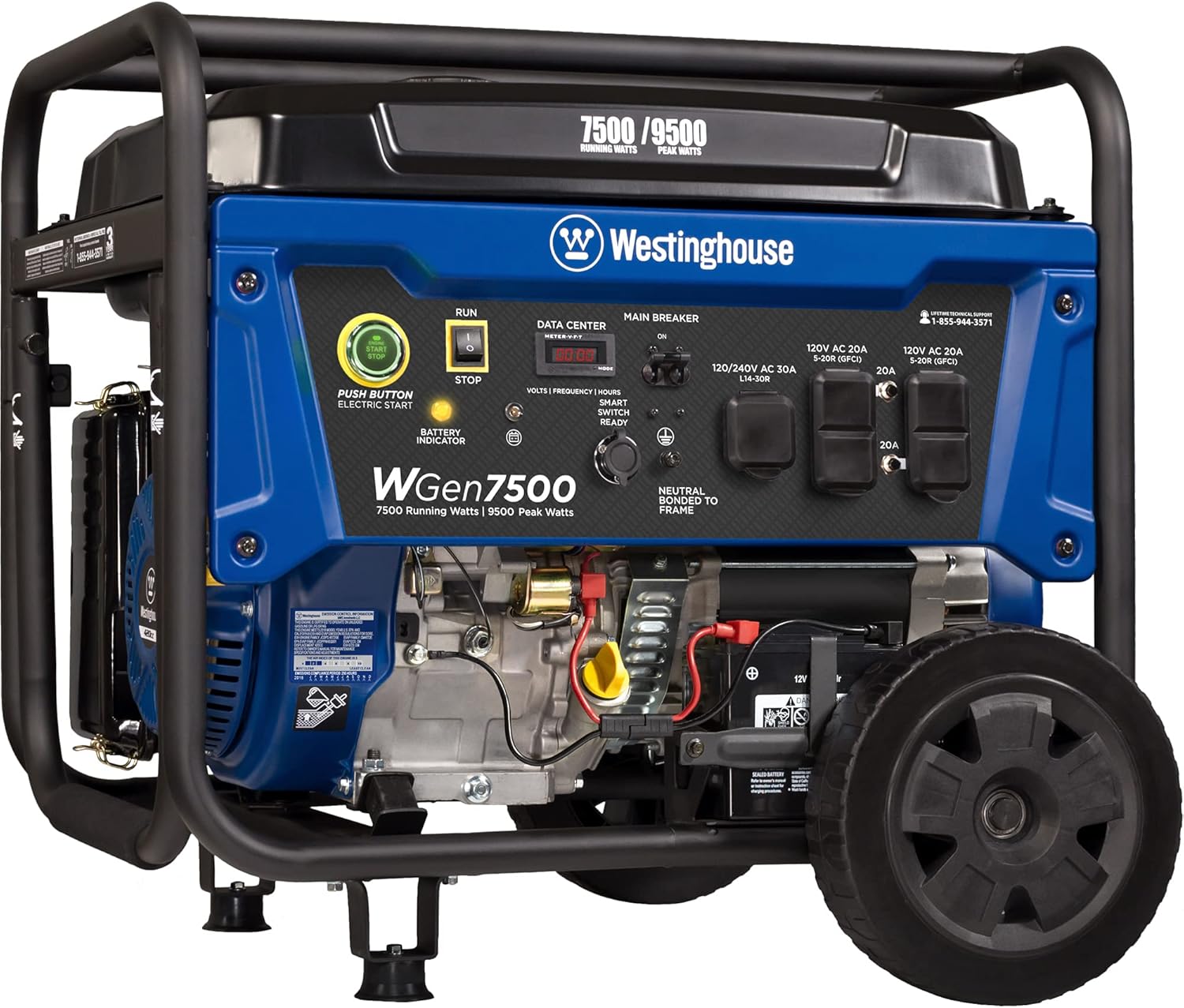 Portable Generator 7500 Rated Watts 9500 Peak Watts Gas Powered S8266