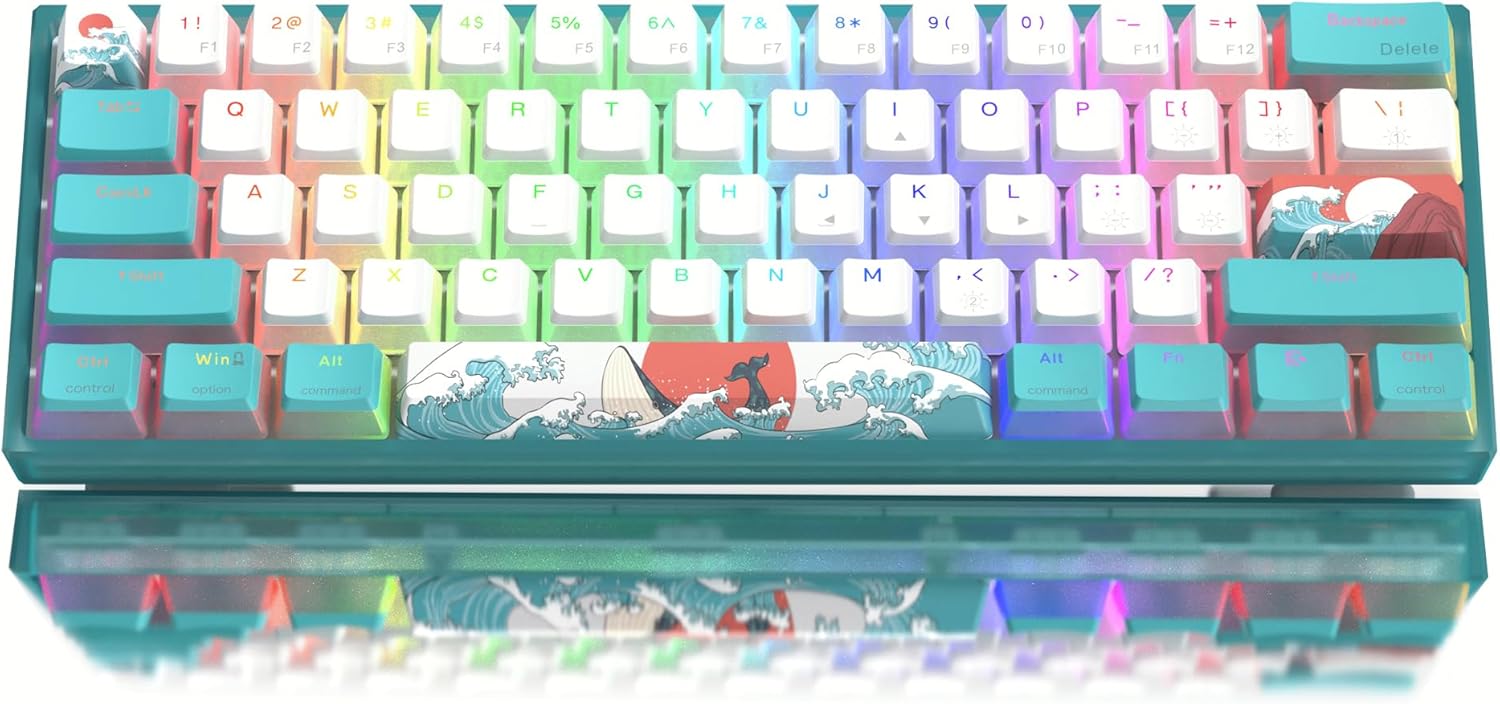 60% Wired Mechanical Gaming Keyboard with RGB and PBT Keycaps K758