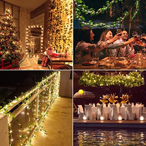 Fake Vines Artificial Ivy Garland with 100 LED String Light Hanging Plants Faux Greenery Leaves 6Pack with 100LED E537