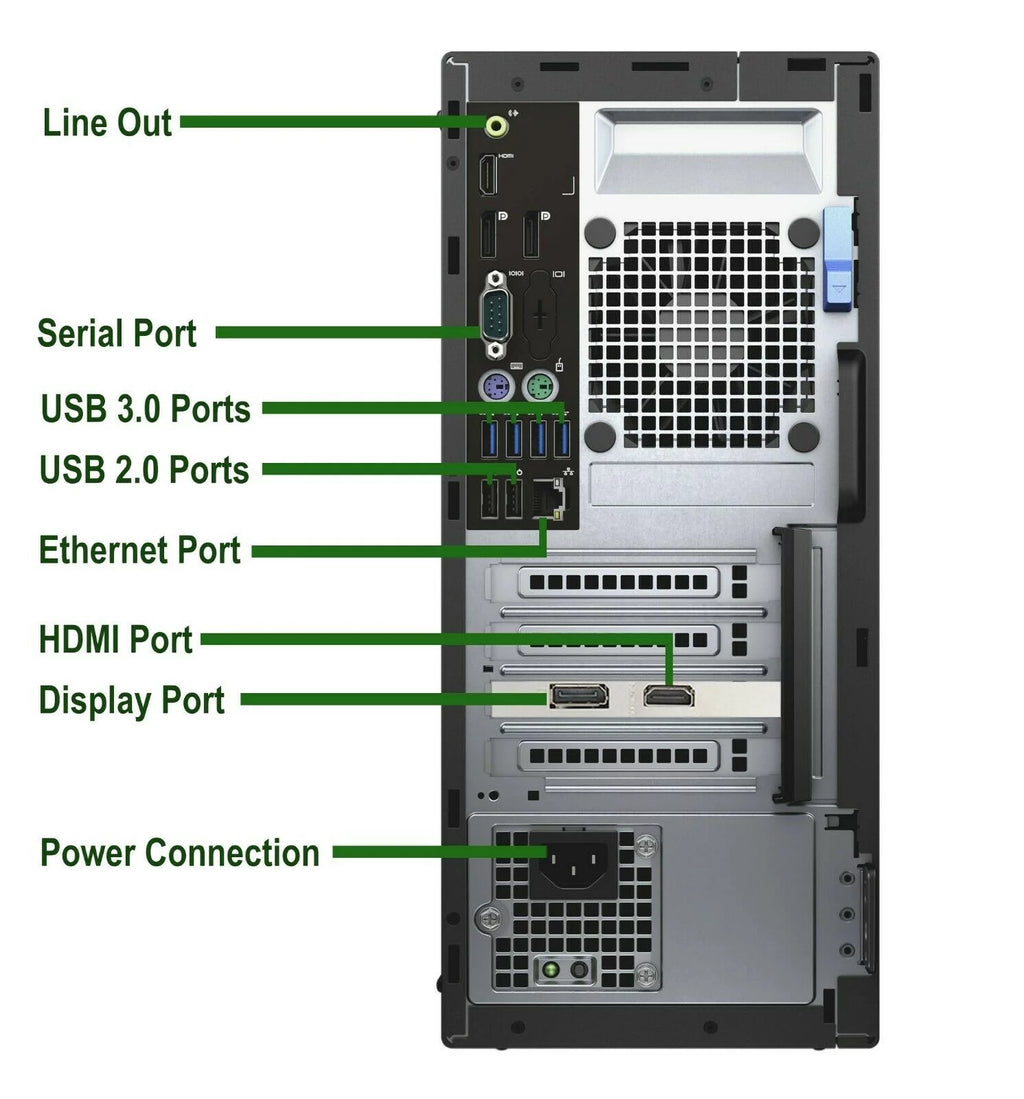 Dell Gaming Tower Desktop PC, Intel Core i5 6th Gen, 16GB DDR4 Ram, 256GB SSD + 2TB HDD, NVIDIA GT 1030 DDR5, WiFi, RGB Keyboard & Mouse, Windows 10 Pro Refurbished T486513