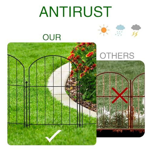 Arched Rustproof Metal Garden Fence Border, 10 Panels, 24 in(H) x 10 ft(L) Y606308
