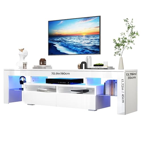 White High Gloss TV Stand with Storage Drawer U145432