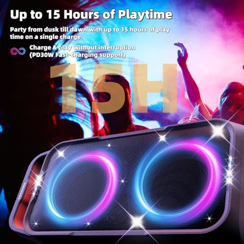 Portable Bluetooth Speaker with Deep Bass and LED Light Show N547290