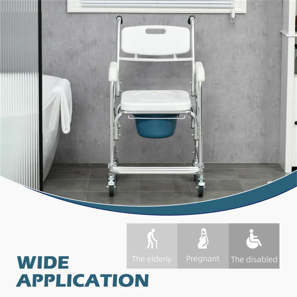 Waterproof Rolling Shower Commode Wheelchair with Padded Seat G8820