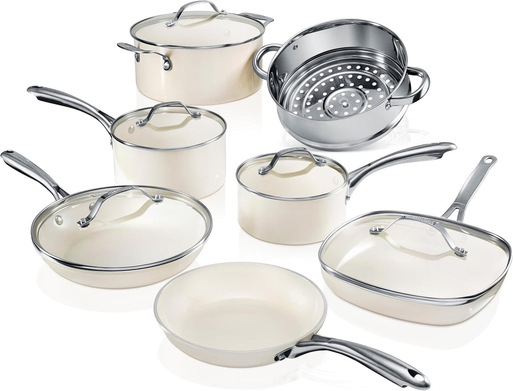 12 Pc Non Stick Ceramic Pots and Pans Set X649374