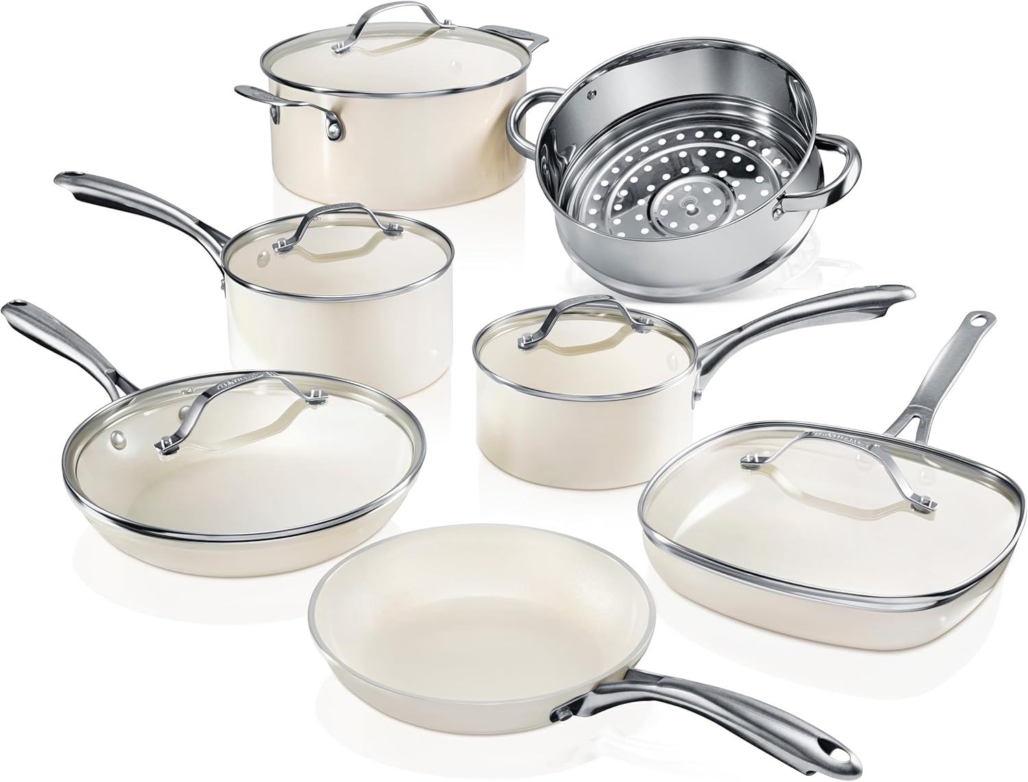 12 Pc Non Stick Ceramic Pots and Pans Set X649374