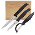 Cutting Board And Knife Set - German Stainless Steel Paring Knife, Utility Knife, Vegetable Peeler, Wooden Chopping Board X153206