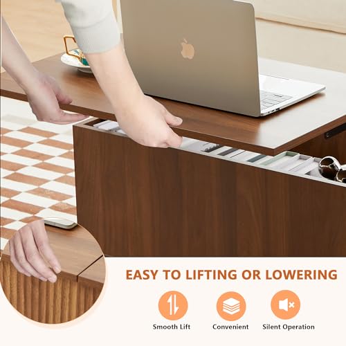 Walnut Wood Coffee Table with Storage Shelf F3329