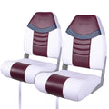 White/Burgundy/Navy High Back Folding Boat Seat T3684