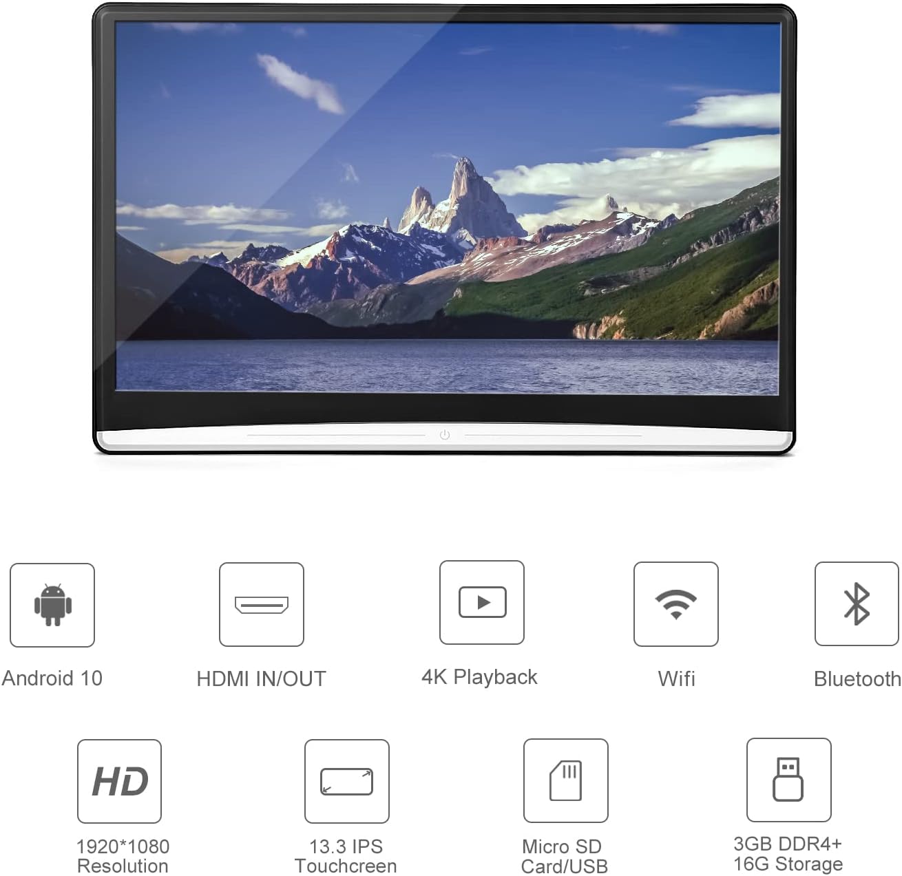 13.3 Inch Touch Screen Car Headrest Video Player with WiFi Bluetooth HDMI X829