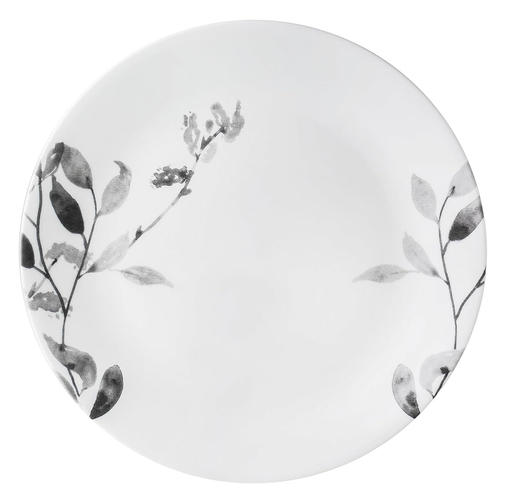 12-Piece Vitrelle Misty Leaves Chip and Break Resistant Dinner Set, Grey X54774