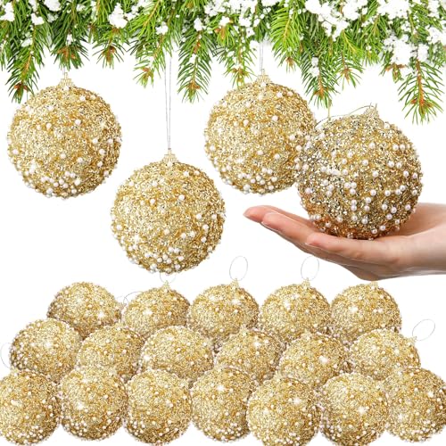 24 Pcs 4" Glitter Christmas Ball Ornament Set D8012