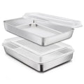 Stainless Steel Baking Pan with Lid Rectangle Sheet Cake Pans Set of 4 R450295