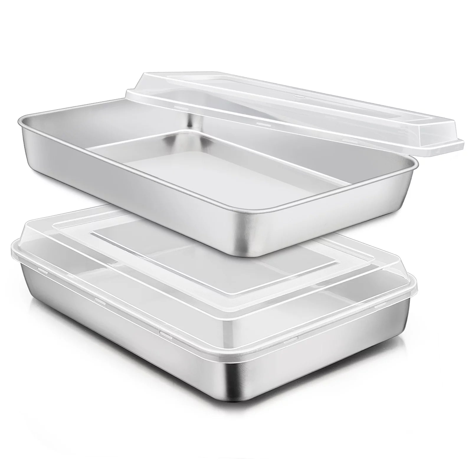 Stainless Steel Baking Pan with Lid Rectangle Sheet Cake Pans Set of 4 R450295