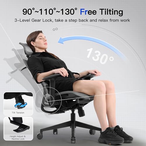 Black Ergonomic Mesh Gaming Chair with Headrest J532