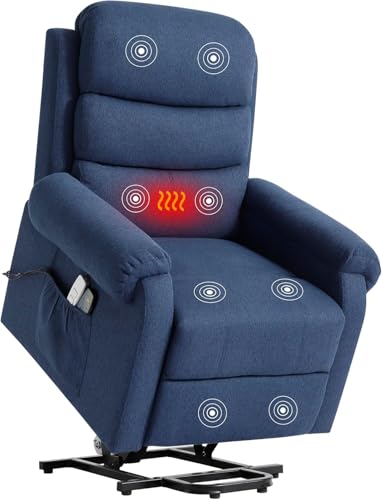 Dark Blue Power Lift Recliner Chair with Heat and Massage O264601