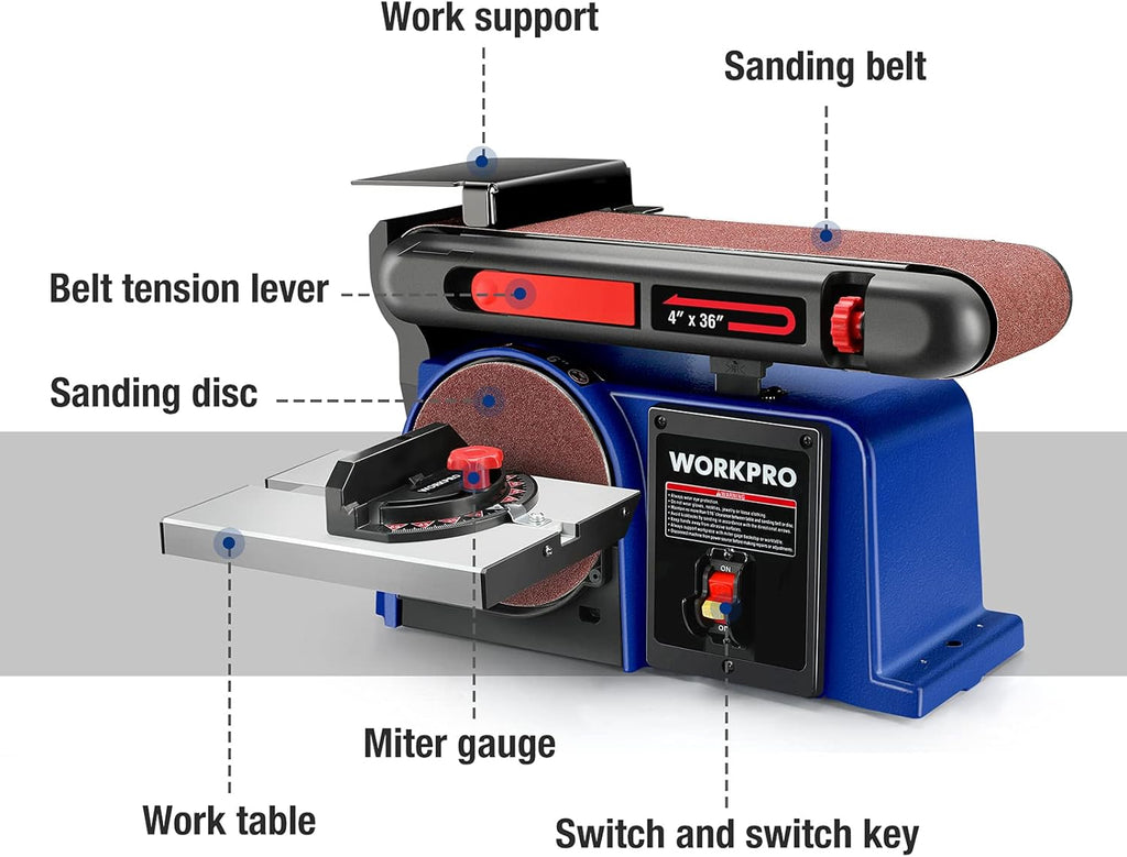 4 in. x 36 in. Belt & 6 in. Disc Sander with Cast Iron Base I91219