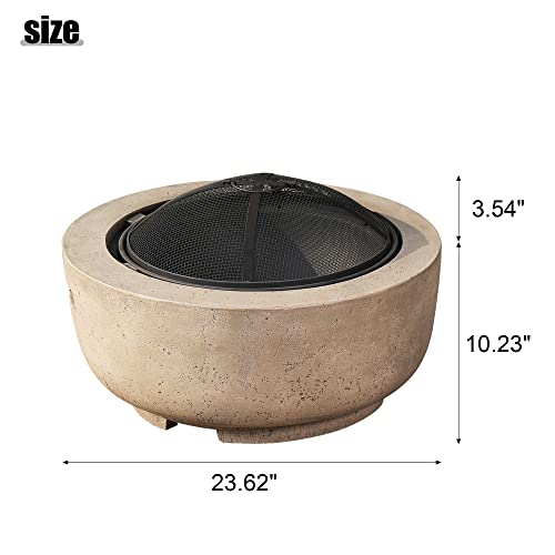 Brown Concrete Round Outdoor Fire Pit N24510