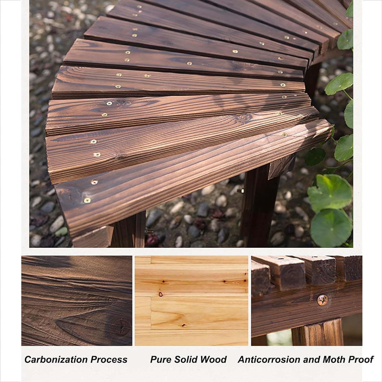 Wooden Outdoor Curved Bench D1803