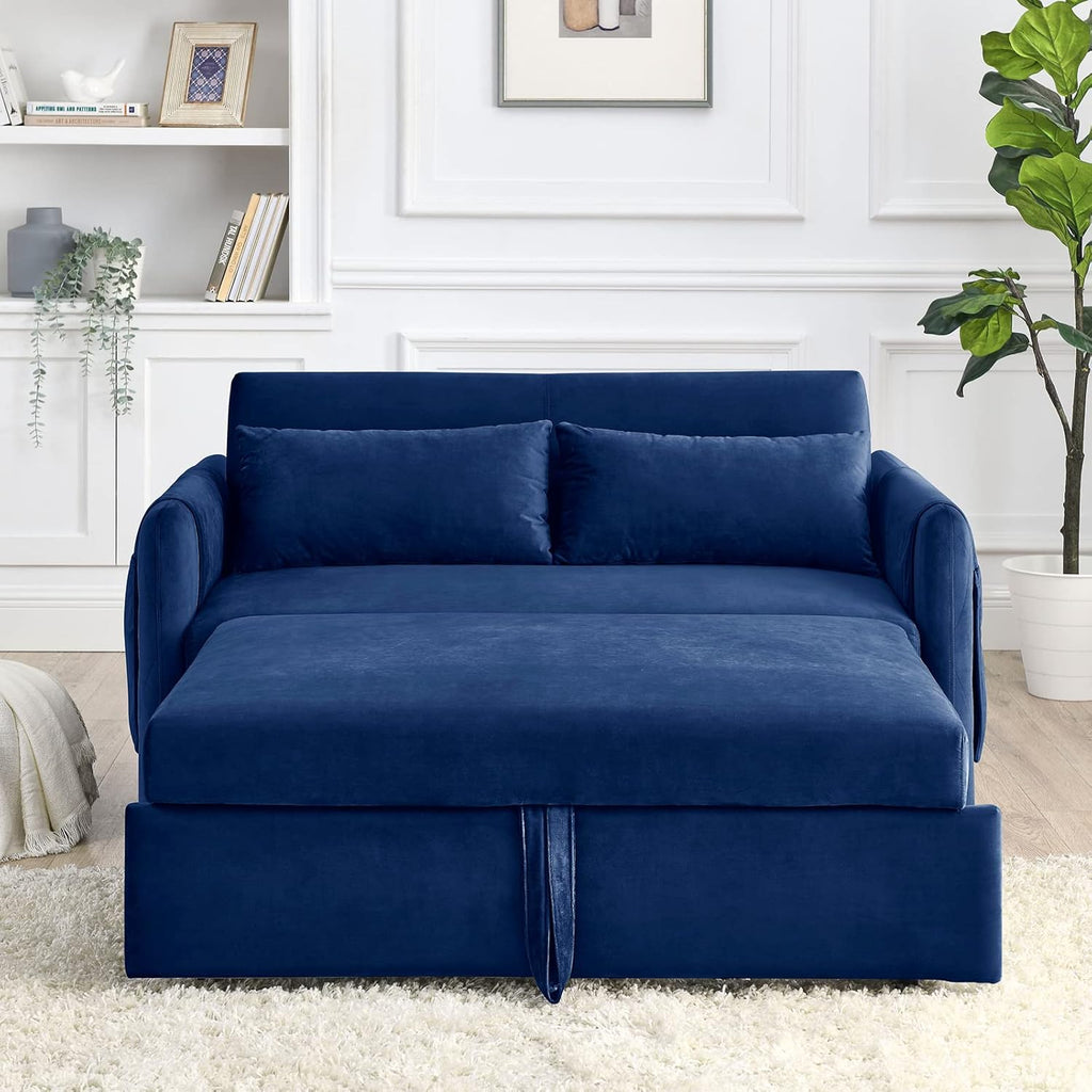 55" Velvet Convertible Sleeper Sofa with Pull Out Bed W171