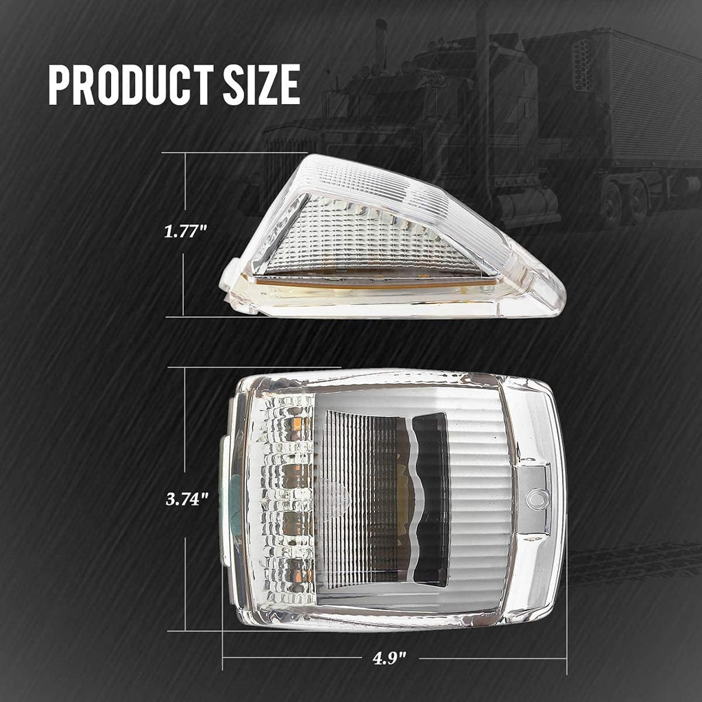 10x 6.5" LED Marker Light 16LED Clear/Amber Chrome & 5pcs 17 LED Clear Lens 53.75" Amber Cab Marker Roof Running Truck Cab Light Z9065