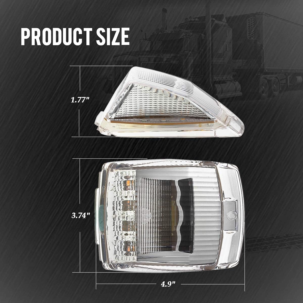 10x 6.5" LED Marker Light 16LED Clear/Amber Chrome & 5pcs 17 LED Clear Lens 53.75" Amber Cab Marker Roof Running Truck Cab Light Z9065
