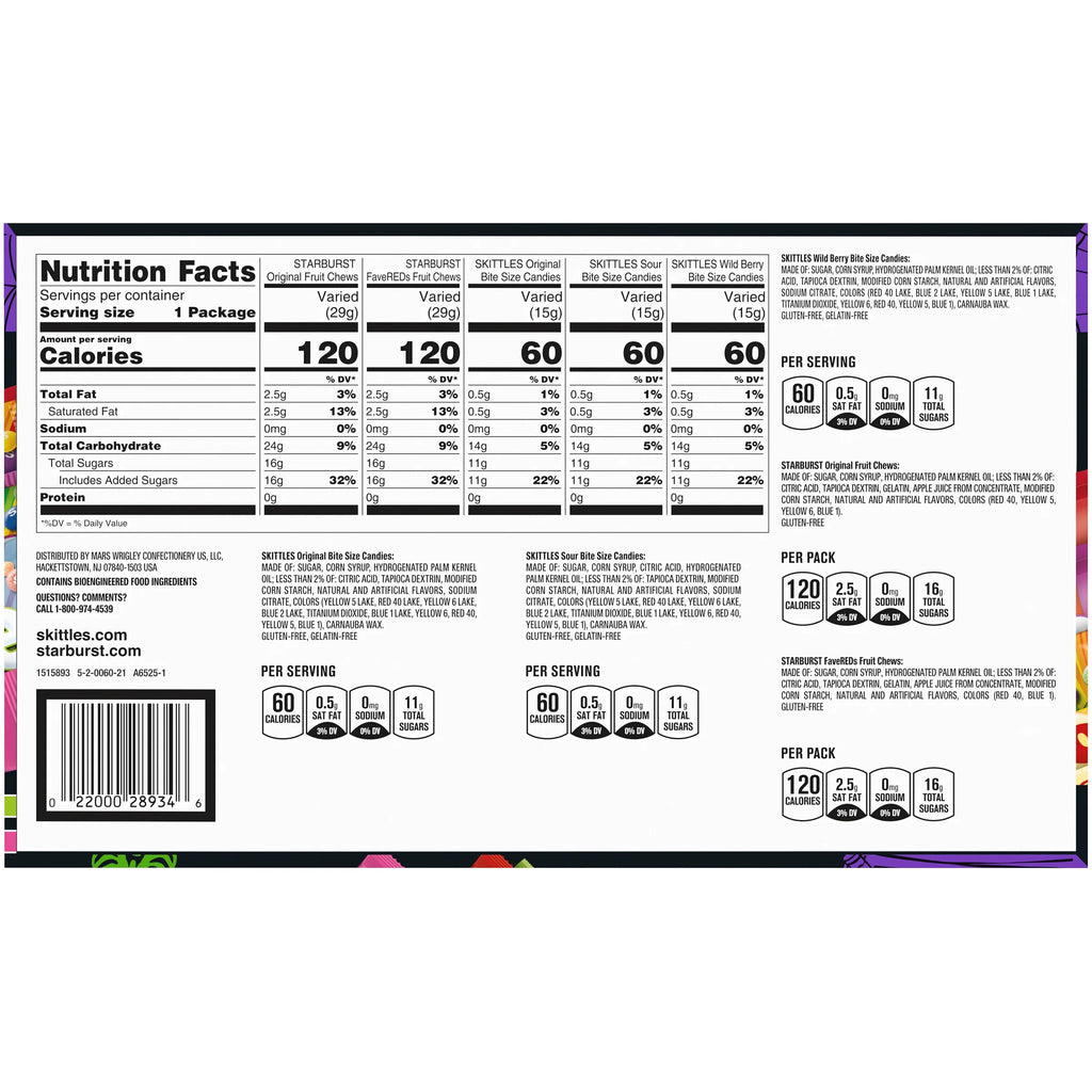 18 Count Mixed Chewy Candy Variety Pack O967307