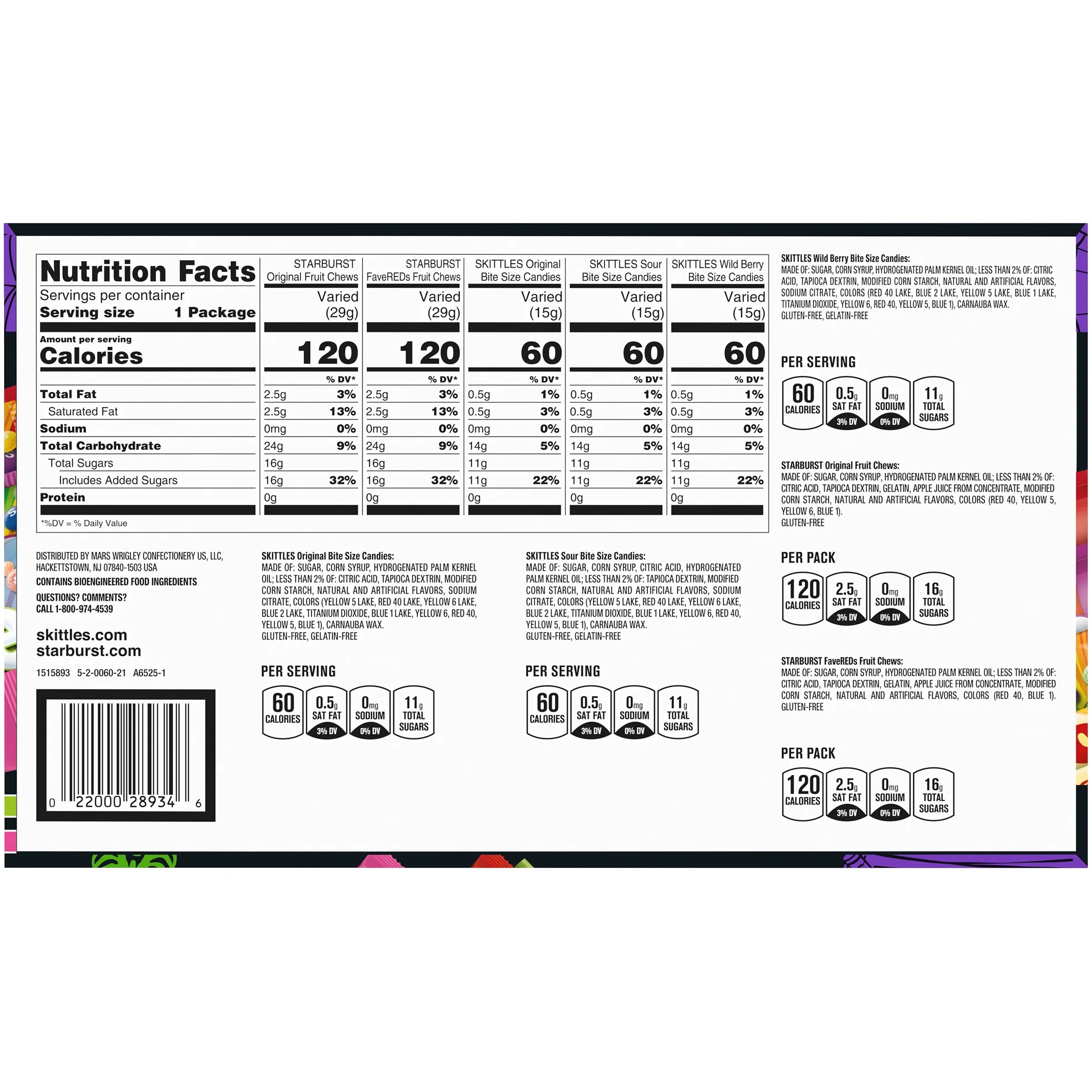 18 Count Mixed Chewy Candy Variety Pack O967307