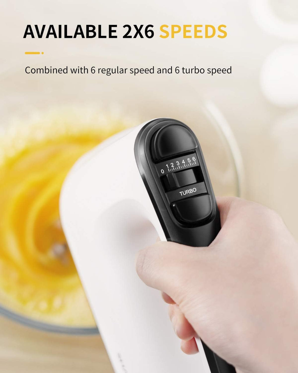 White 6 Speed Handheld Mixer with 5 Stainless Steel Accessories N311338
