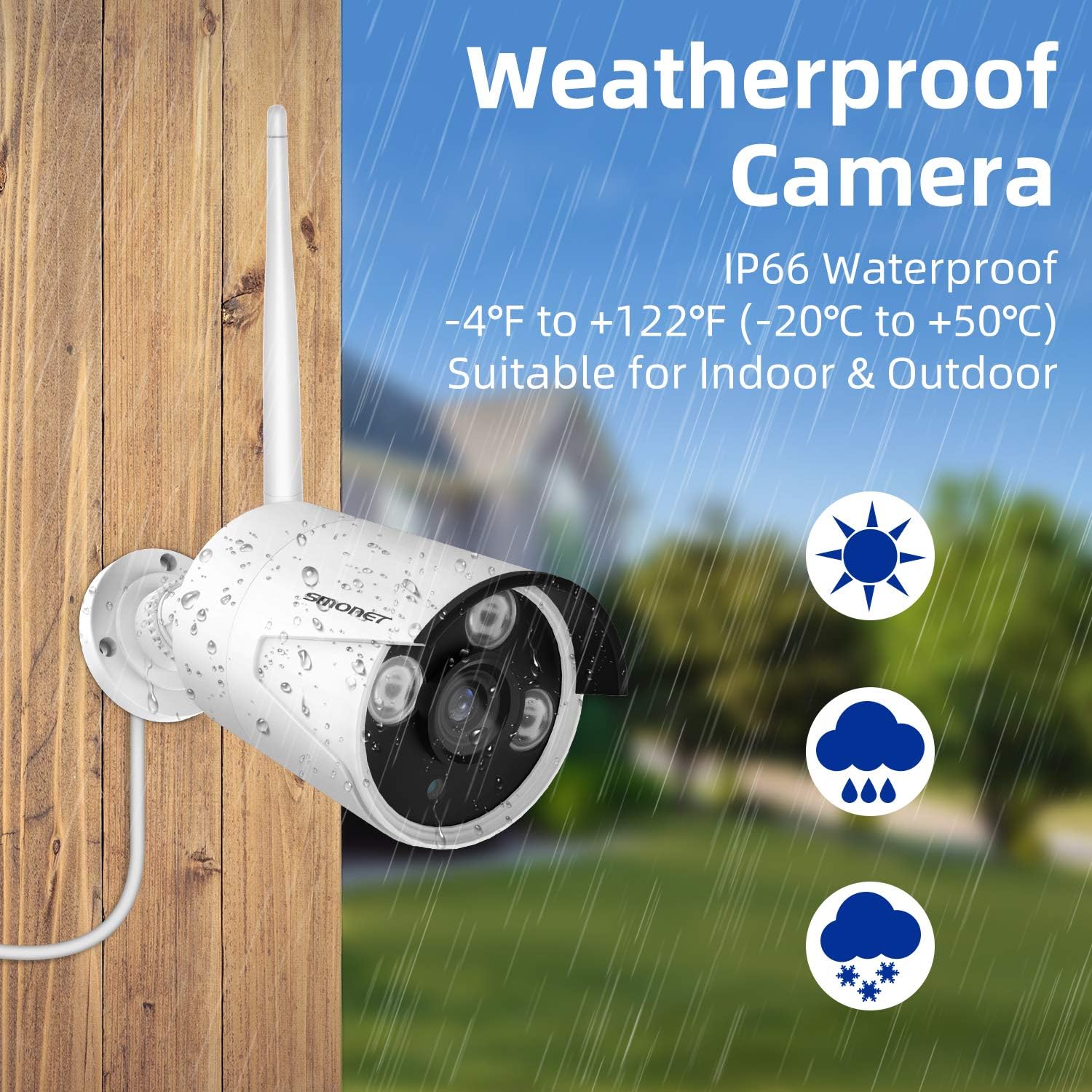 8 Channel 1080P Wireless Security Camera System with 12" Monitor 2TB Hard Drive 4pcs Indoor Outdoor IP Cameras Night Vision D6215