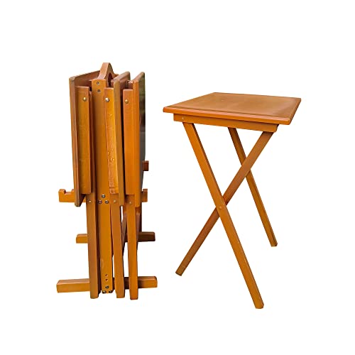 Set of 4 Solid Wood Folding TV Tray Table E311184