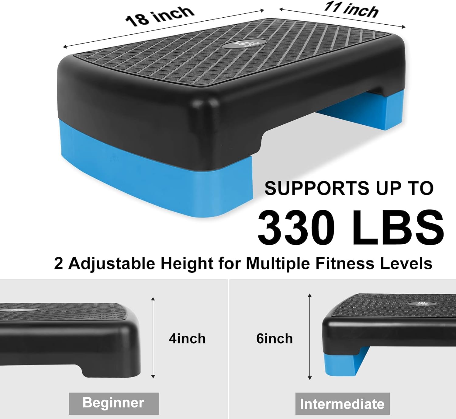 Height-Adjustable 4"-6" Step Aerobics Platform Fitness Equipment Stepper Trainer Exercise Step Platform H4987