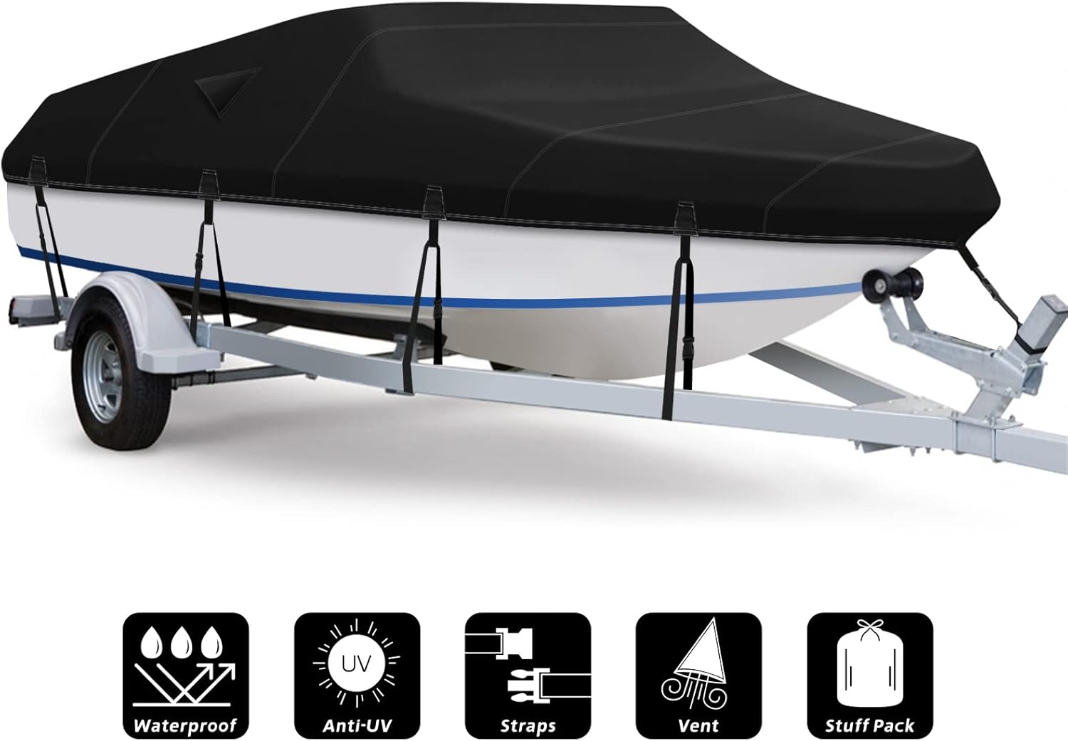 800D Waterproof Heavy Duty Canvas Boat Cover 17-19 ft W5694