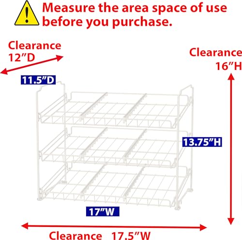 Stackable Can Rack, Silver, Adjustable Plastic Dividers, Holds 36 Cans L670915