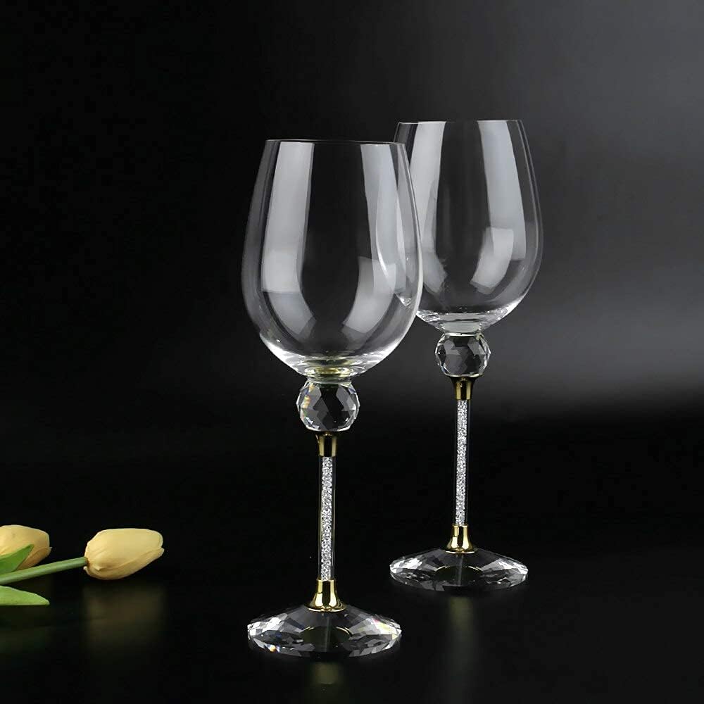 Set of 2 Gold Wine Glasses 16 Ounces W24947