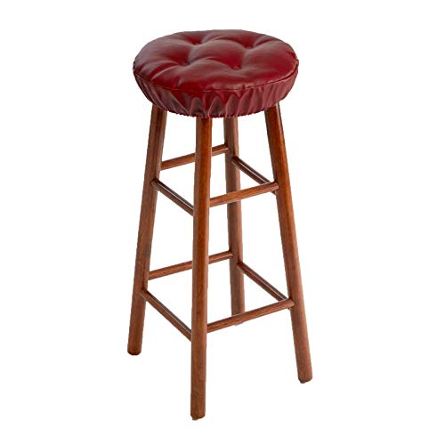 Saddle Brown 14" 4 Pack Faux Leather Round Bar Stool Cushions B69024