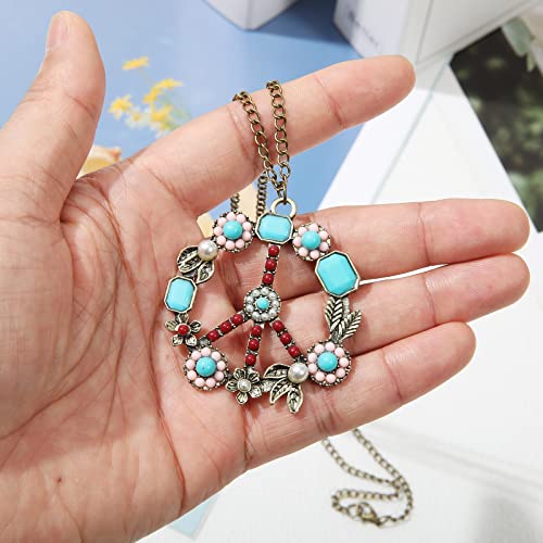 3PCS Hippie Costume Set with Headband Necklace Sunglasses D9955