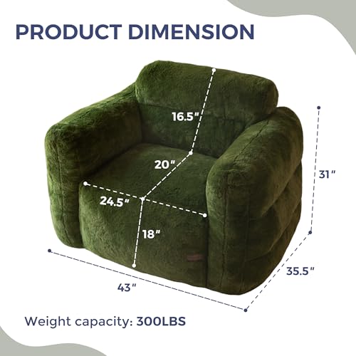 Green Oversized Fluffy Bean Bag Sofa V253199