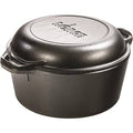 5 qt Pre-Seasoned Cast Iron Double Dutch Oven with Loop Handles I600560