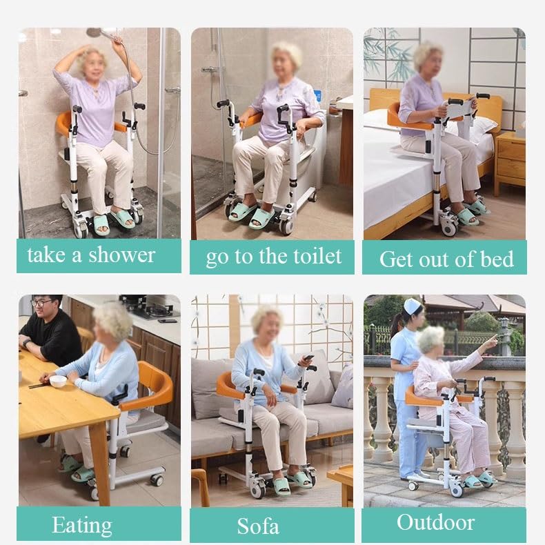 Portable Bath Lift Chair with 180° Split Seat and Wheels Z921
