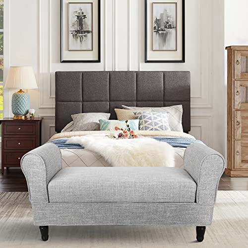 Light Grey Storage Bench with Arms W82360