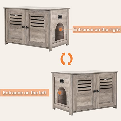 Espresso Wooden Litter Box Enclosure with Double Rooms, 47.2" L862