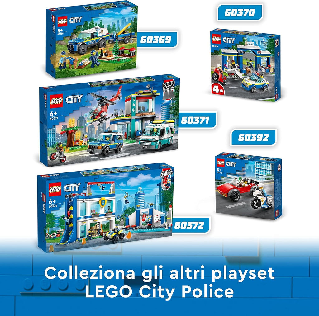 Police Training Academy Station Playset with Obstacle Course, Horse Figure, Quad Bike Toy and 6 Officer Minifigures J52455