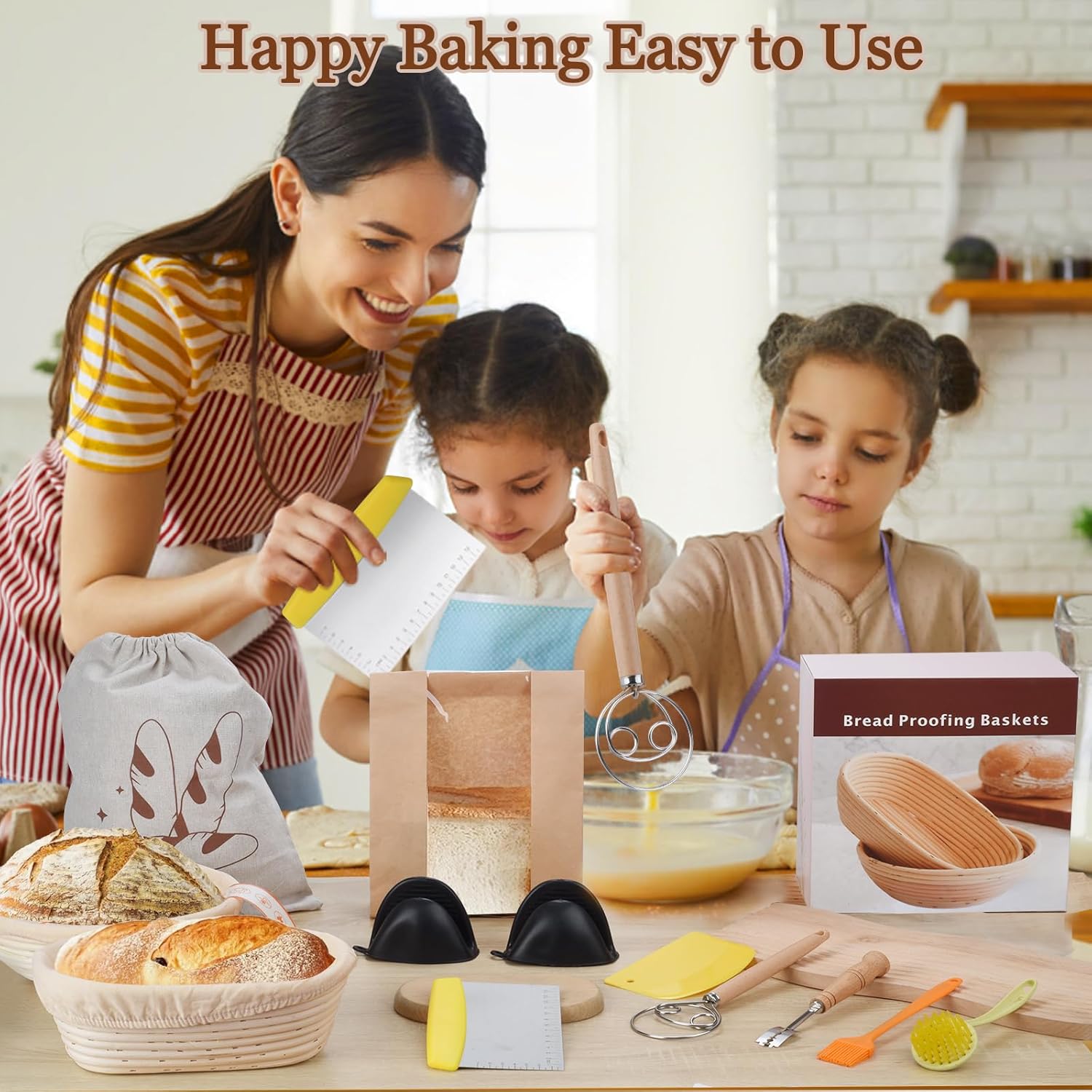 22 Pcs Sourdough Bread Baking Supplies with 10 inch Oval and Round Banneton Basket O756108